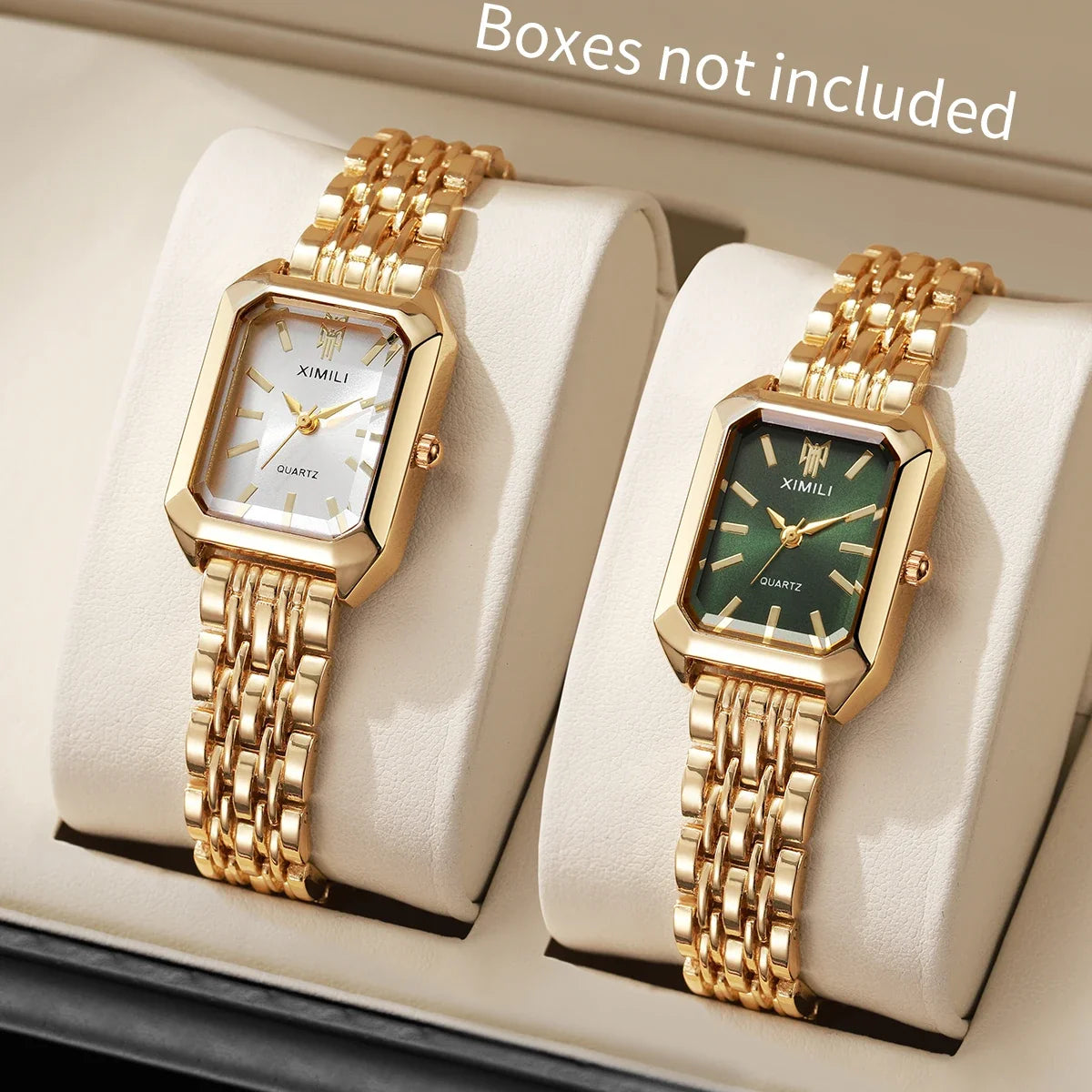 1/2/4PCS  Elegant Rectangle Woman Quartz Watch Luxury Stainless Steel Band Ladies Wristwatches Reloj Mujer（Without Box）
