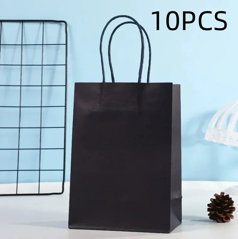 10PCS Colorful Kraft Paper Gift Bags – Handheld Candy & Party Favor Bags for Wedding, Birthday & Party Decorations