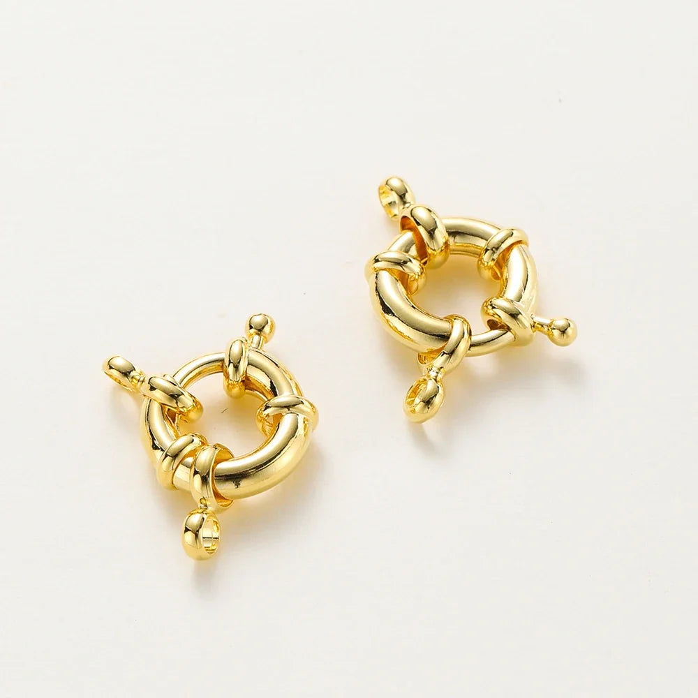1-4pcs 14K 18K Real Gold Plated Sailor Clasps Bracelet Charm End Connector Spring Clasp For DIY Jewelry Making Necklace Findings