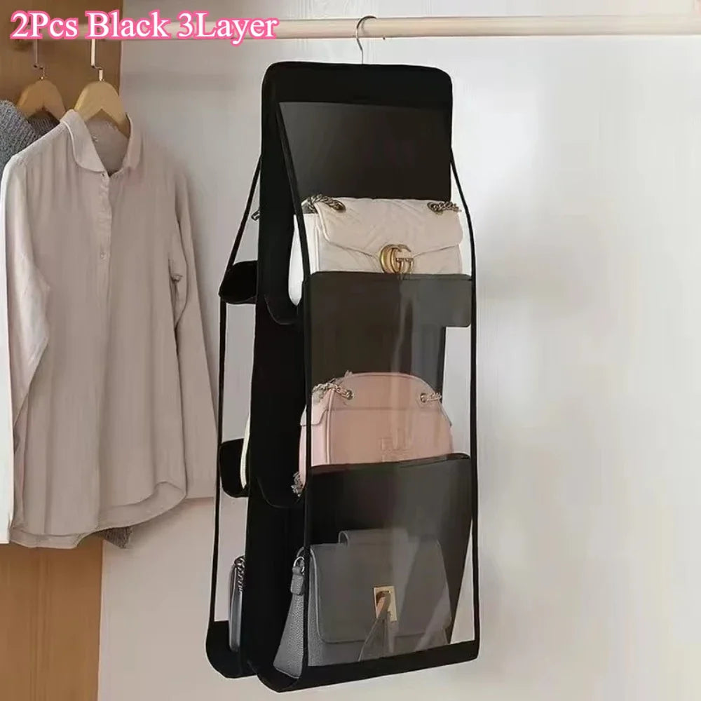 1/2PCS Hanging Storage Bags – 3/4-Layer Transparent Dust-Proof Organizer for Clothes, Bags & Accessories