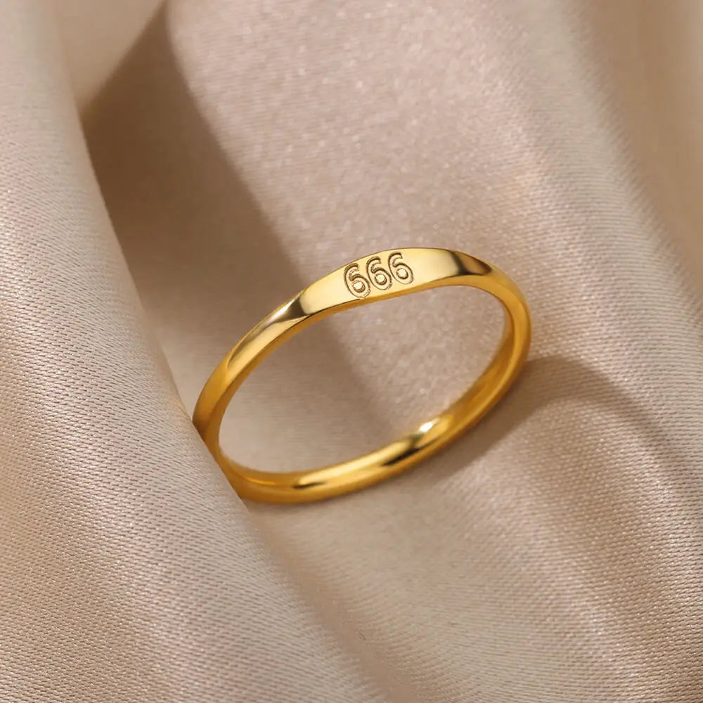 111 222 333 444 555 666 777 999 Angel Number Rings For Women Stainless Steel Ring Vintage Aesthetic Retro Jewelry anillos 2025