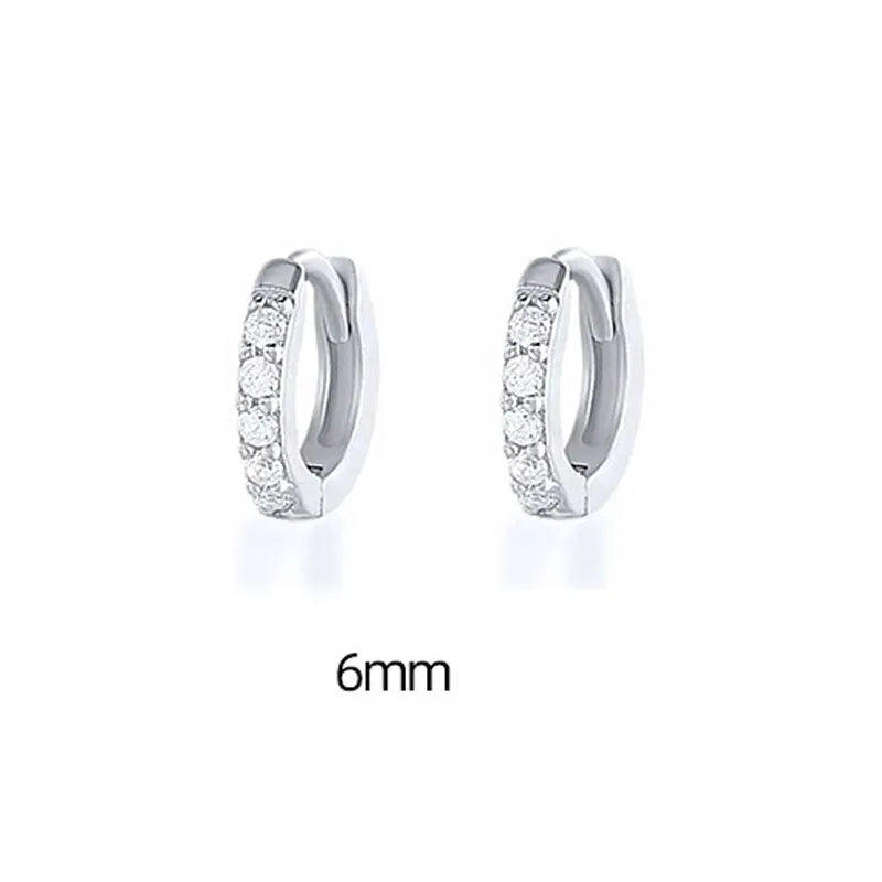 1 Pair Minimal Exquisite Hoop Crystal Zirconia Small Huggie Thin Cartilage Earring For Women Helix Tragus Piercing Jewelry