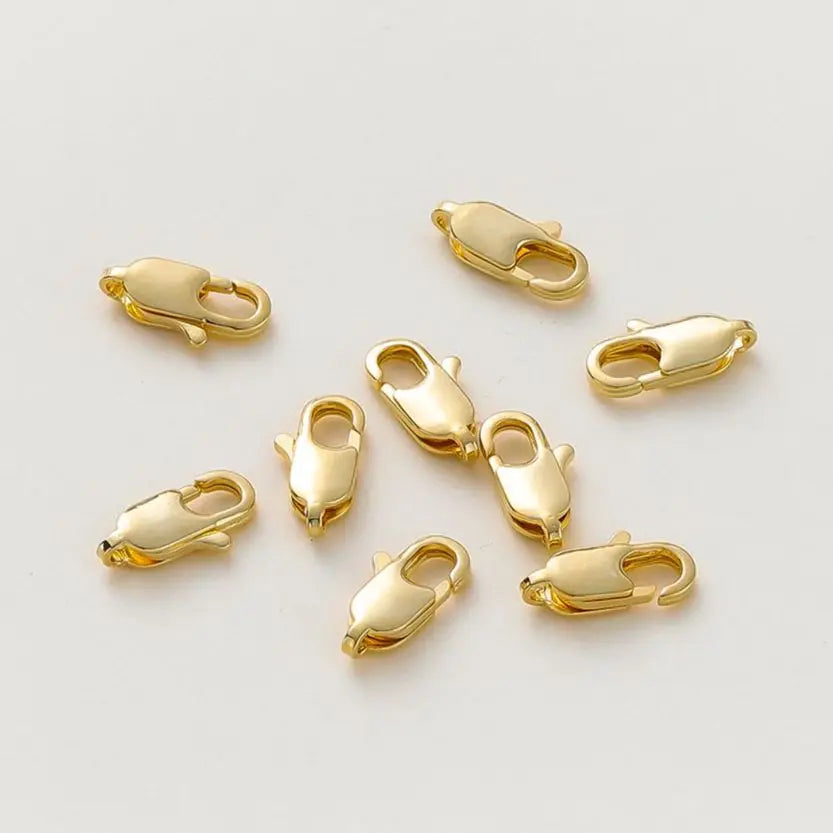 10pcs/lot 14K 18K Gold Plated Lobster Clasps Jump Rings End Chain Connector Hooks For DIY Necklace Bracelet Making Components