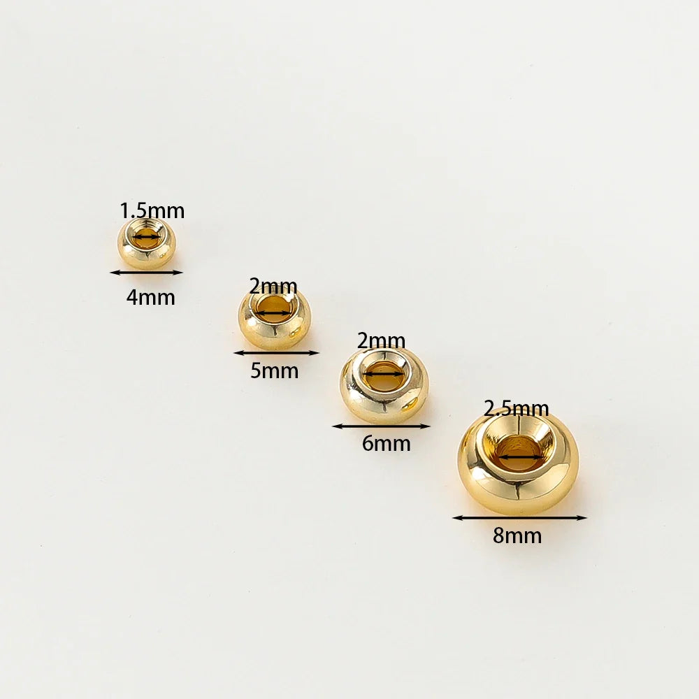 10-30pcs/lot 14K/18K Gold Plated Flat Round Bracelet Spacer Beads Circle Crafts Beads for Necklace Jewelry Accessories Findings
