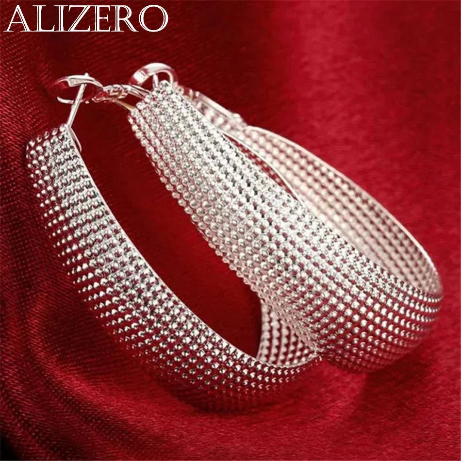 New 925 Sterling Silver Hoop Earrings For Women Wedding Gift Fine Europe Jewelry Christmas Gift Engagement Party