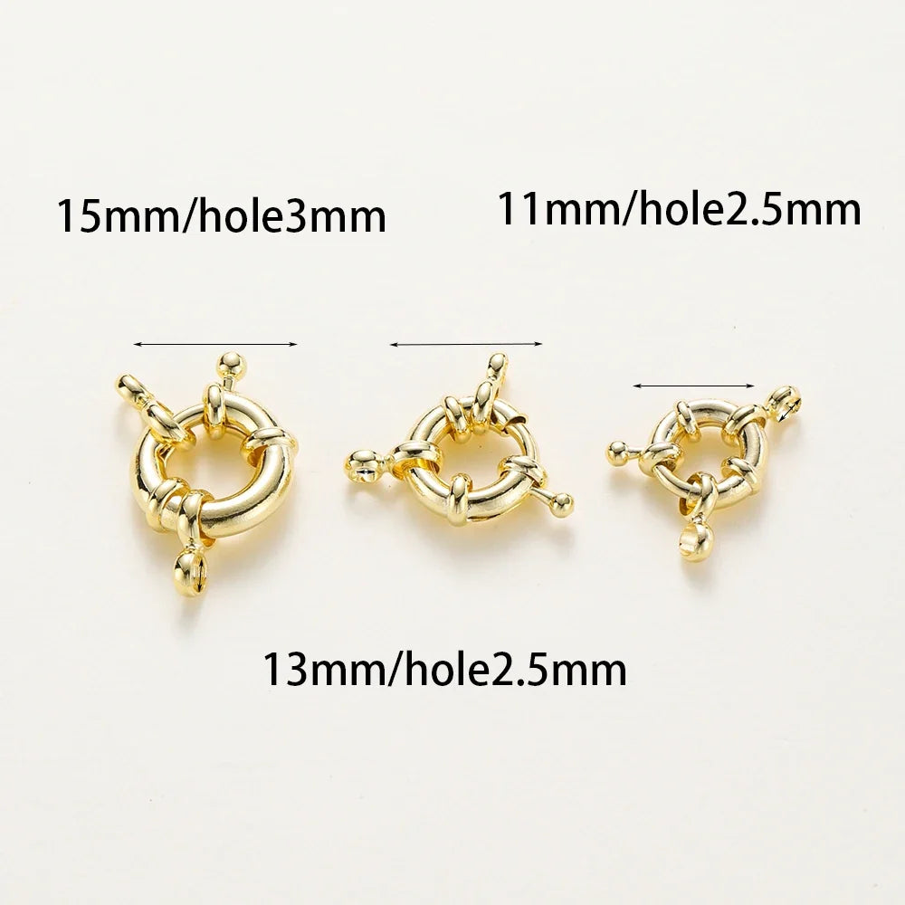 1-4pcs 14K 18K Real Gold Plated Sailor Clasps Bracelet Charm End Connector Spring Clasp For DIY Jewelry Making Necklace Findings
