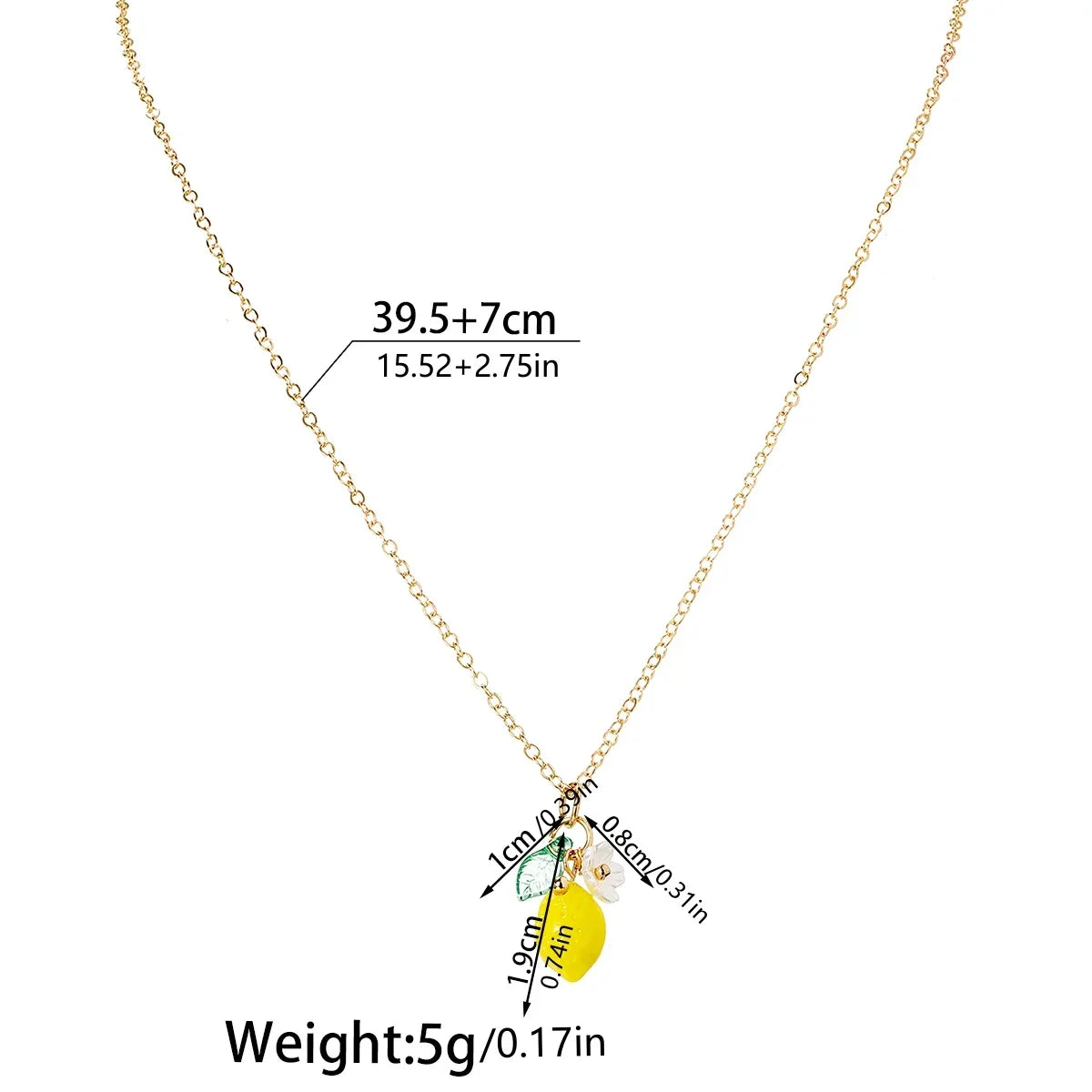 1 exquisite and cute resin lemon flower pendant necklace, simple and versatile, fruit collarbone chain, neck chain
