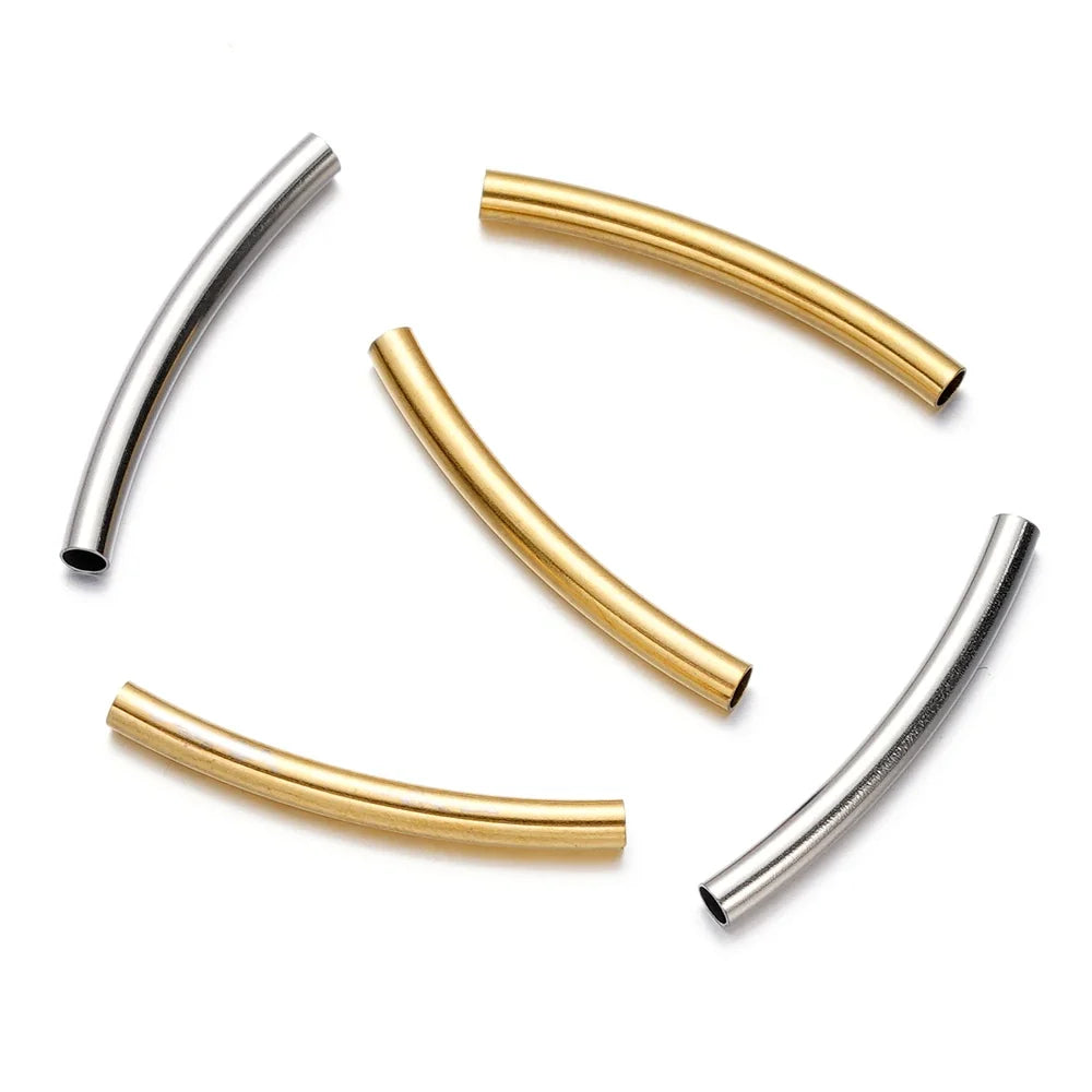 10Pcs/Pack Stainless Steel Curved Tube Spacer Beads Connectors For Handmade DIY Jewelry Making Bracelet Necklace Accessories