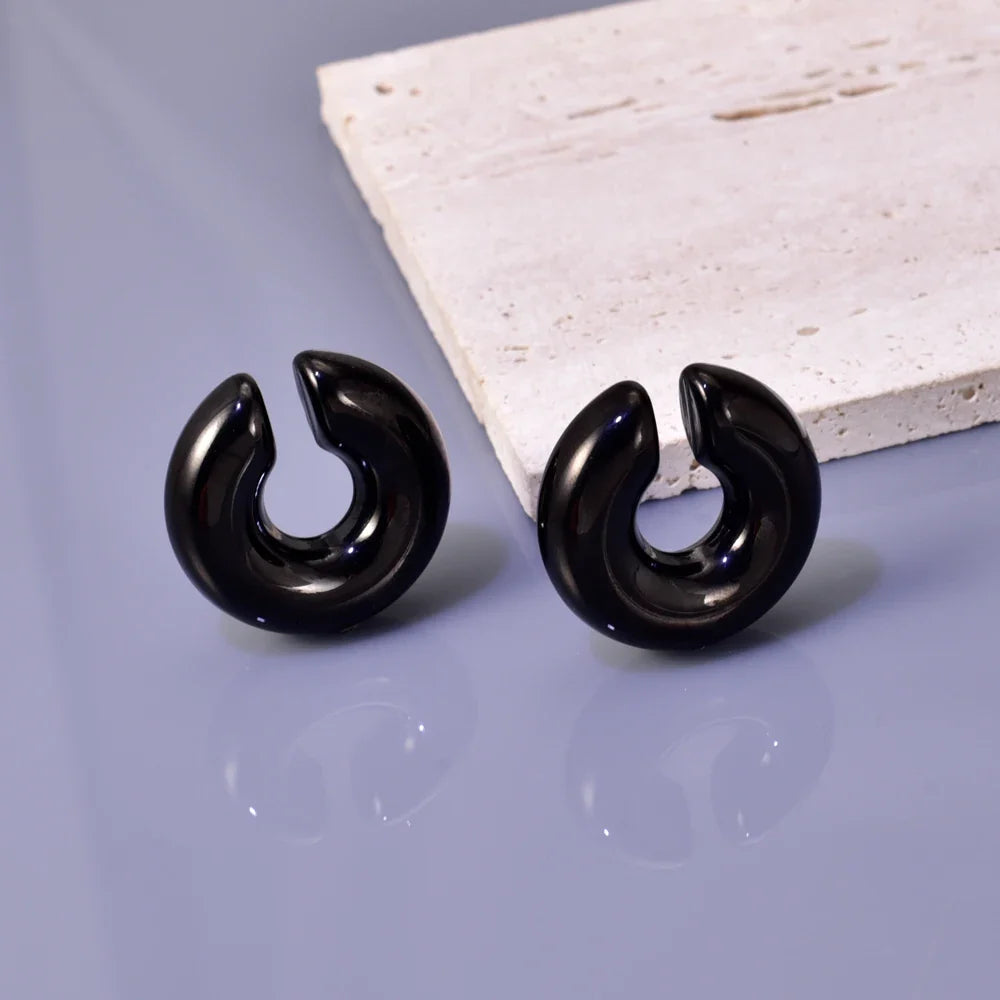 02 INS net red with stainless steel thick round tube hollow ear ring ear clip accessories wholesale