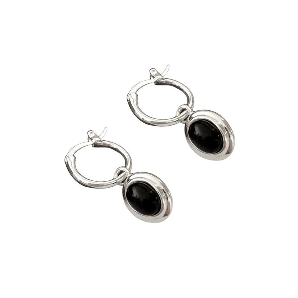 925 Sterling Silver Vintage Gold Round Earrings For Women Black Ball Earring Jewelry Prevent Allergy Party Accessories Gift