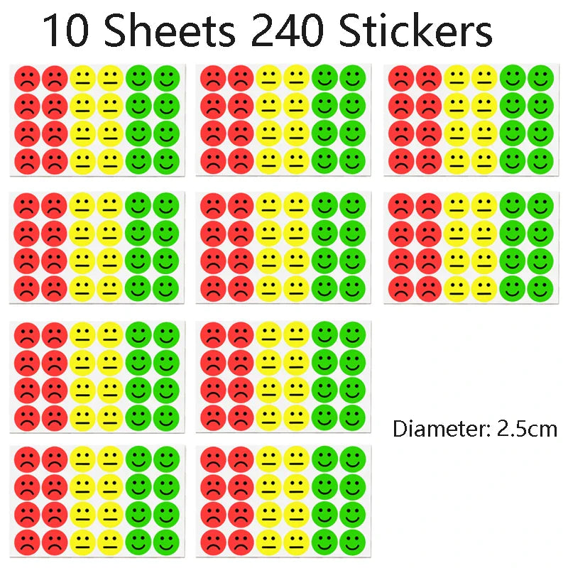 1" Happy Sad Smiling Face Behavior Stickers 120-1200pcs Labels Teachers Classroom School Kids Student Reward Sticker Toys Gifts
