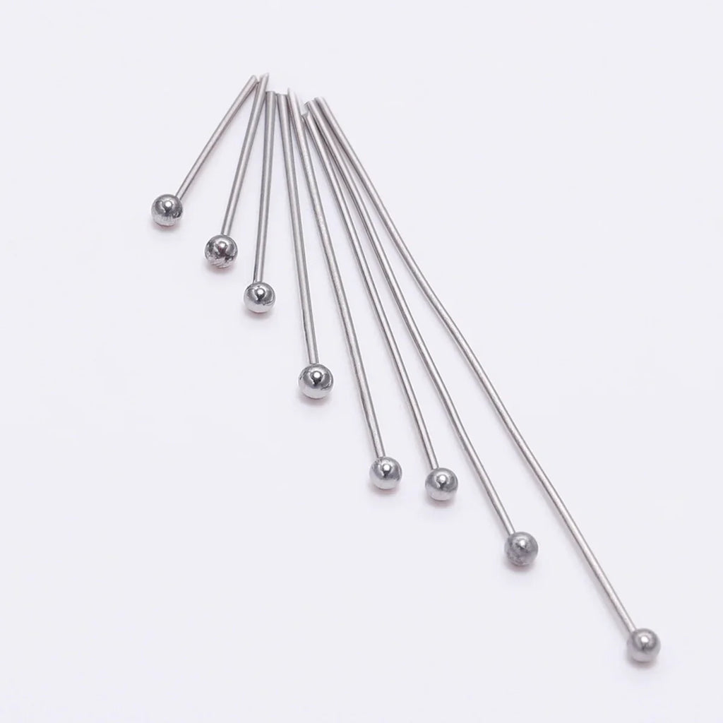 100pcs/Pack Stainless Steel 15-50mm Silver Ball Head Pins For Handmade DIY Jewelry Making Headpin Findings Accessories