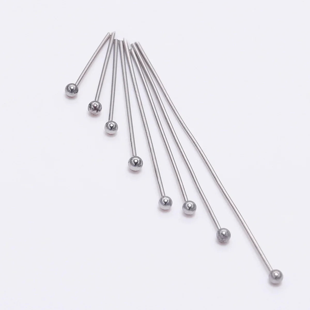 100pcs/Pack Stainless Steel 15-50mm Silver Ball Head Pins For Handmade DIY Jewelry Making Headpin Findings Accessories