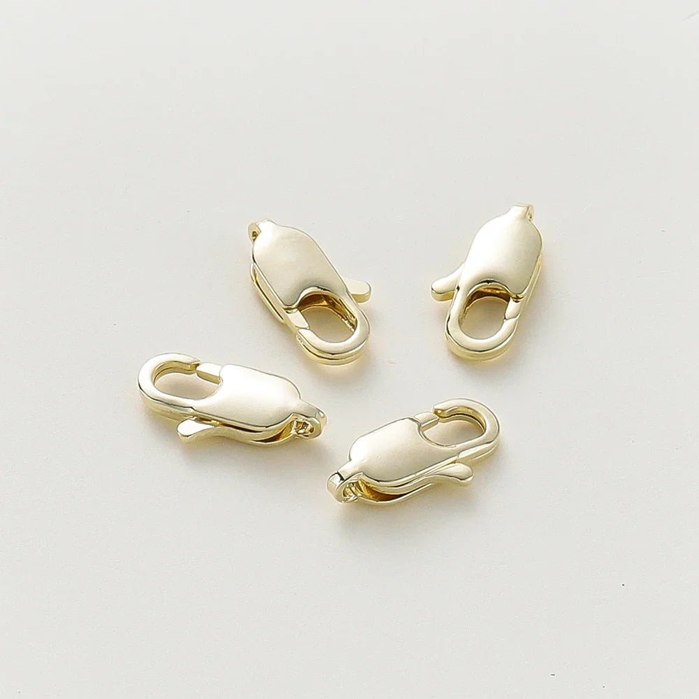 10pcs/lot 14K 18K Gold Plated Lobster Clasps Jump Rings End Chain Connector Hooks For DIY Necklace Bracelet Making Components