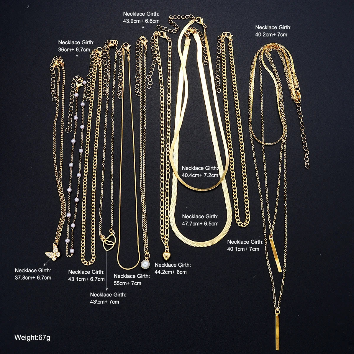 11 Pcs Simple Pearl Choker Necklaces Set for Women Fashion Layered Chain Star Cross Heart Pendant Charms Necklace Jewelry Gifts