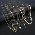 11 Pcs Simple Pearl Choker Necklaces Set for Women Fashion Layered Chain Star Cross Heart Pendant Charms Necklace Jewelry Gifts