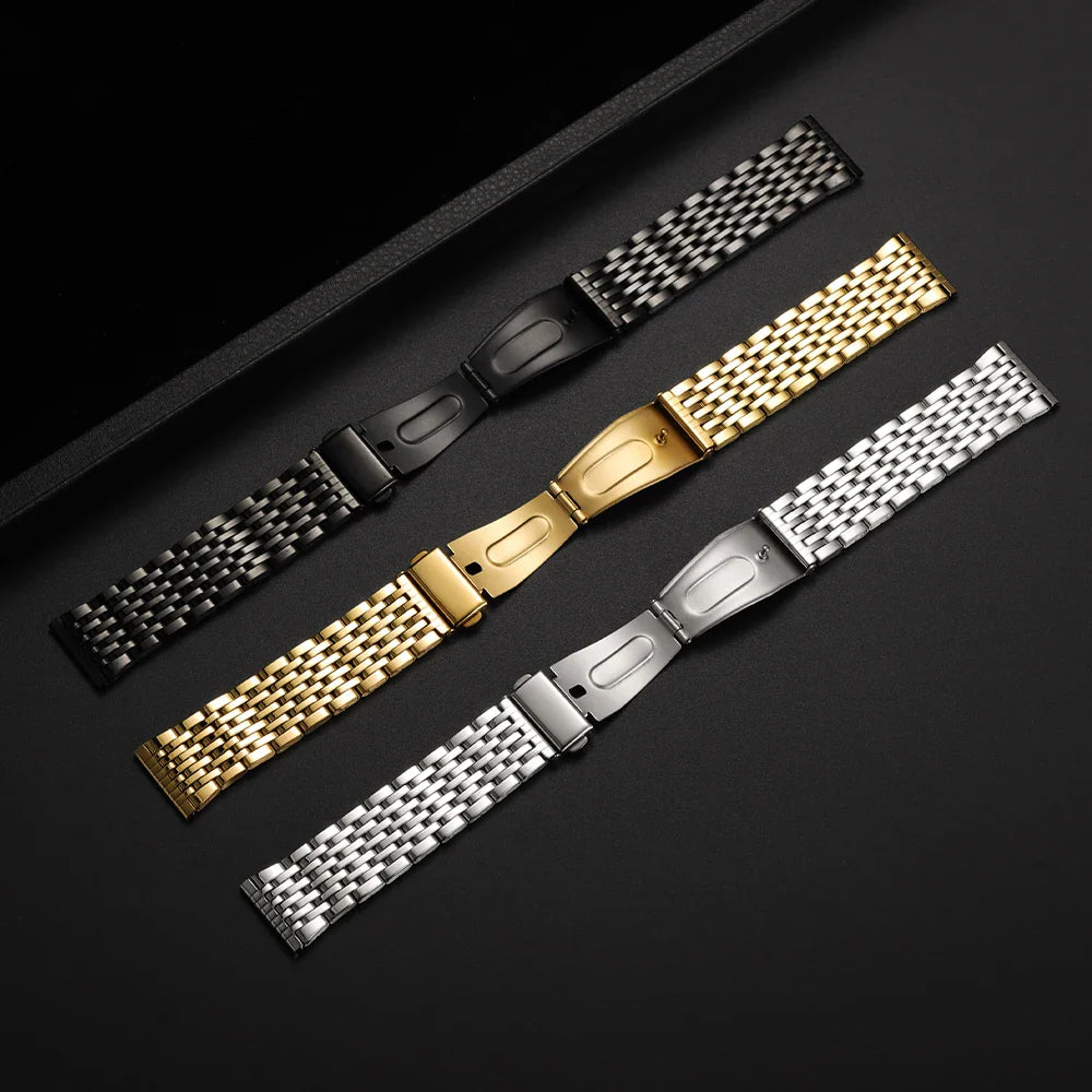 Stainless Steel Watchband Premium Bracelet Straps 18mm 20mm 22mm Universal Metal Watch Band Folding Buckle for Seiko for Rolex