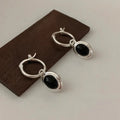925 Sterling Silver Vintage Gold Round Earrings For Women Black Ball Earring Jewelry Prevent Allergy Party Accessories Gift