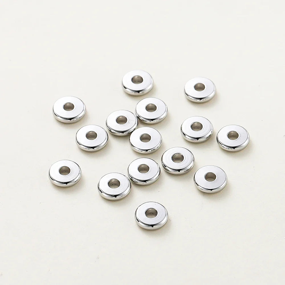 10-50pcs 14K/18K Gold Color Plated Brass 3-12mm Round Spacer Beads Flat Bracelet Beads for DIY Jewelry Findings Accessories