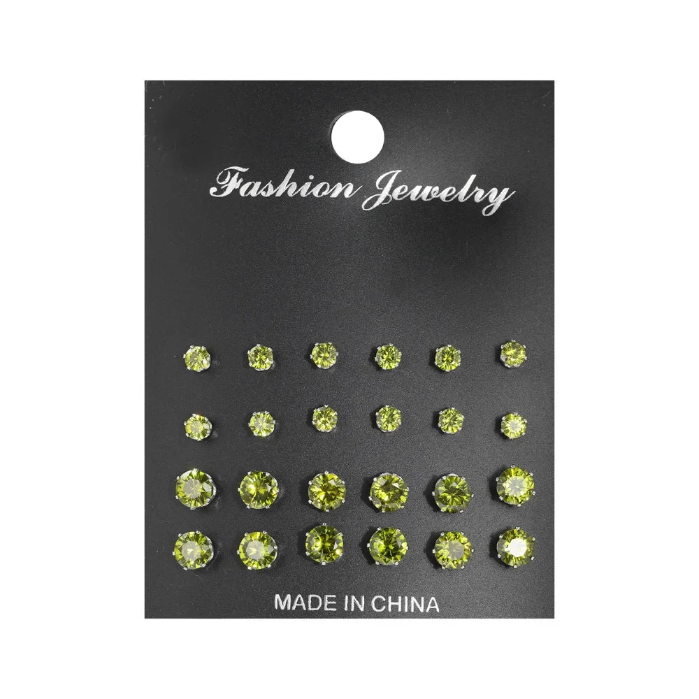 12 Pcs Zircon Earrings Set Briliant Shiny Stud Earrings for Women Simple Pearl Irregular Trendy Jewerly Accessories 2024 New