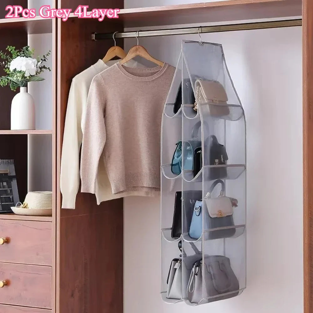 1/2PCS Hanging Storage Bags – 3/4-Layer Transparent Dust-Proof Organizer for Clothes, Bags & Accessories