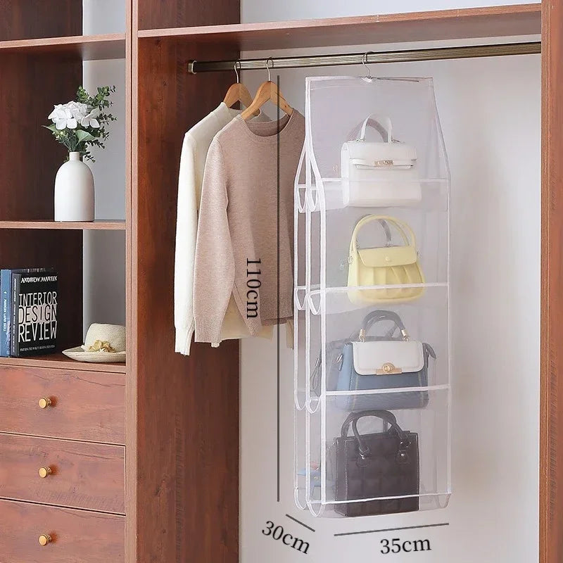 1/2PCS Hanging Storage Bags – 3/4-Layer Transparent Dust-Proof Organizer for Clothes, Bags & Accessories