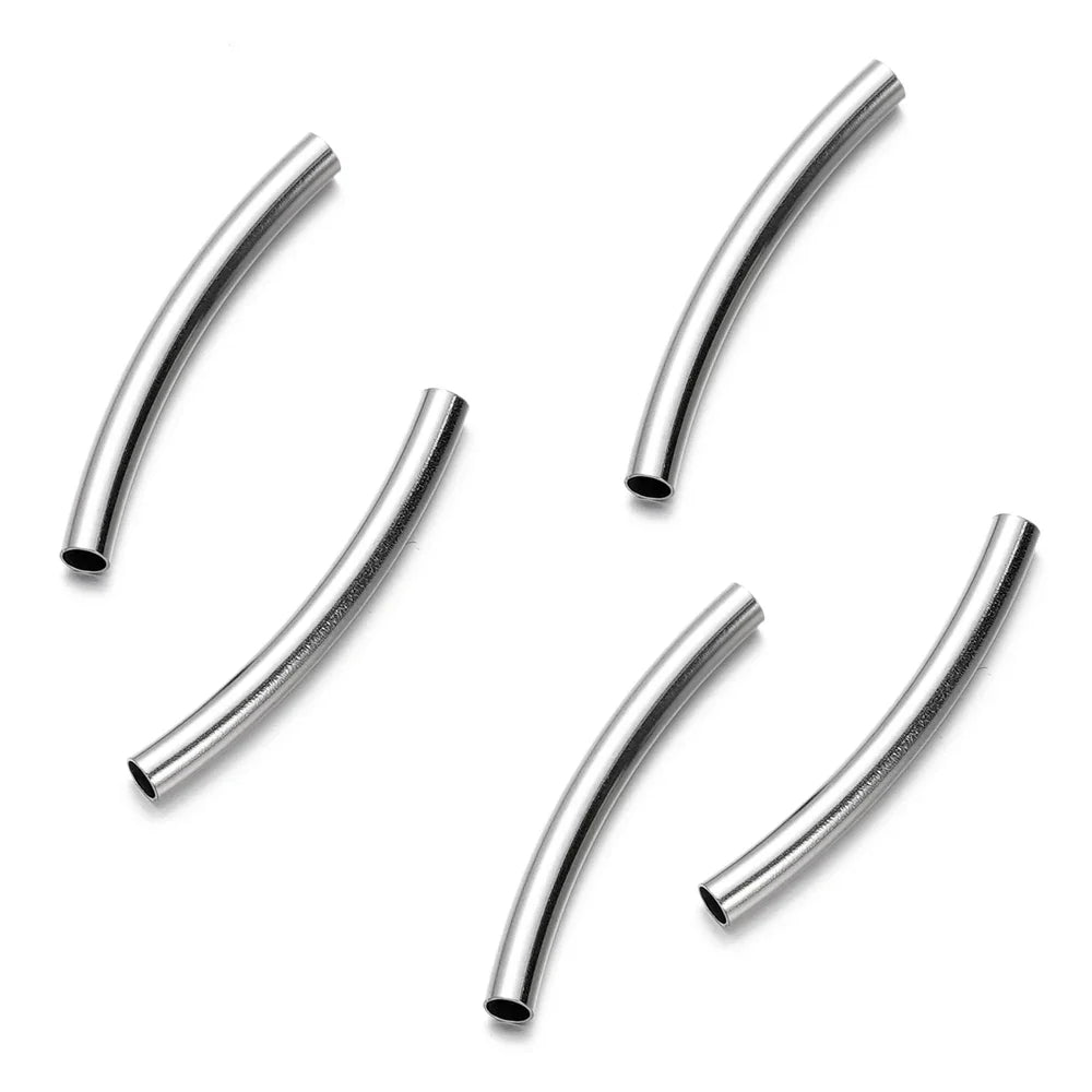 10Pcs/Pack Stainless Steel Curved Tube Spacer Beads Connectors For Handmade DIY Jewelry Making Bracelet Necklace Accessories