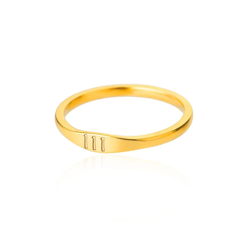 111 222 333 444 555 666 777 999 Angel Number Rings For Women Stainless Steel Ring Vintage Aesthetic Retro Jewelry anillos 2025