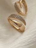 18 K Gold Plated Sun Rings for Women Natural Stone Inlaid in Hollow Metal Texture Ring Trendy Jewelry