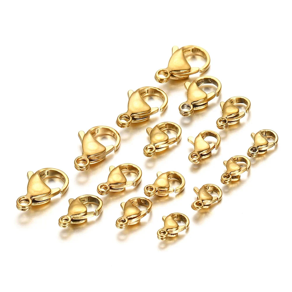 10pcs/lot Stainless Steel Lobster Clasp Hooks Bracelet Necklace Chain Connectors For DIY Jewelry Making Supplies Accessories