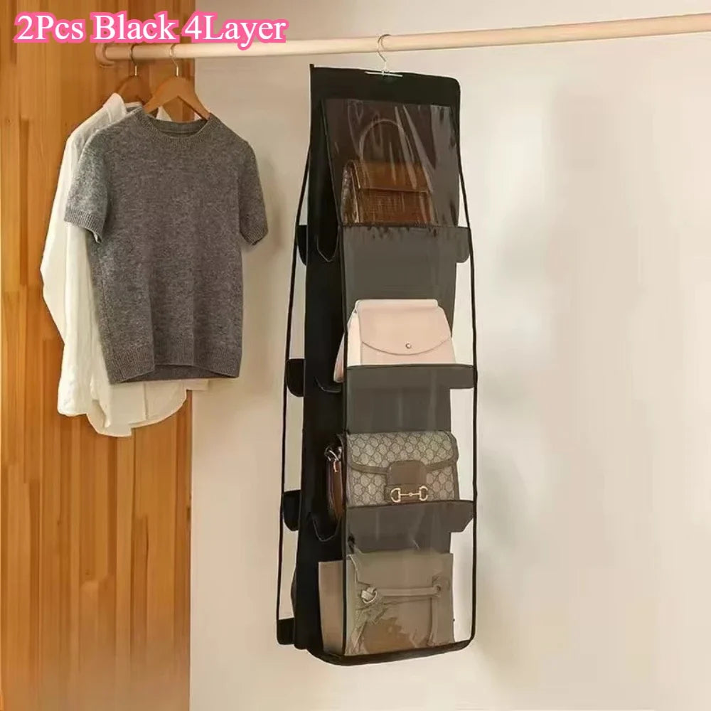 1/2PCS Hanging Storage Bags – 3/4-Layer Transparent Dust-Proof Organizer for Clothes, Bags & Accessories