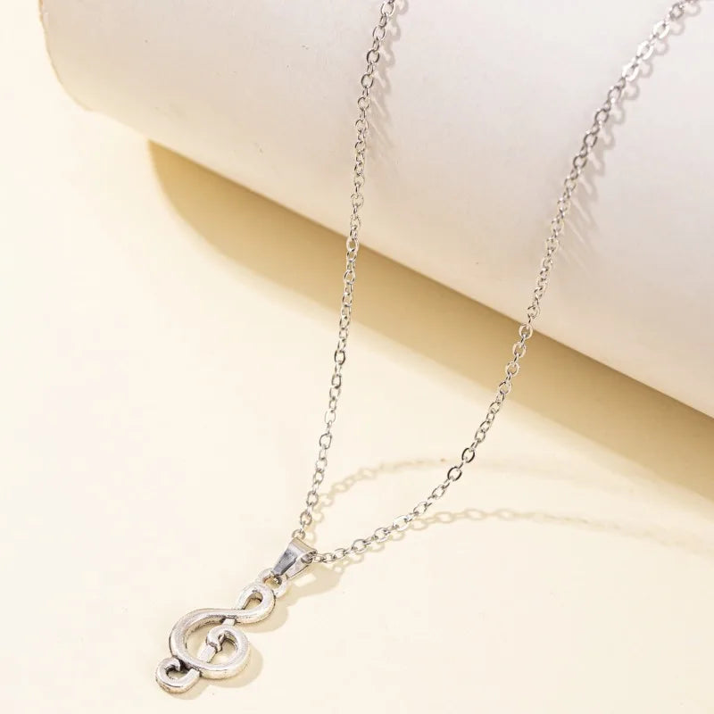1 Piece Unisex Silvery Stainless Steel Music Note Pendant Necklace - Personalized Design Valentine's Day/Ramadan Gift