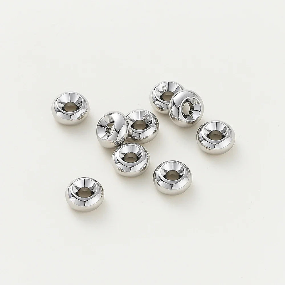 10-30pcs/lot 14K/18K Gold Plated Flat Round Bracelet Spacer Beads Circle Crafts Beads for Necklace Jewelry Accessories Findings
