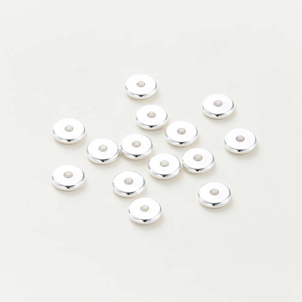 10-50pcs 14K/18K Gold Color Plated Brass 3-12mm Round Spacer Beads Flat Bracelet Beads for DIY Jewelry Findings Accessories