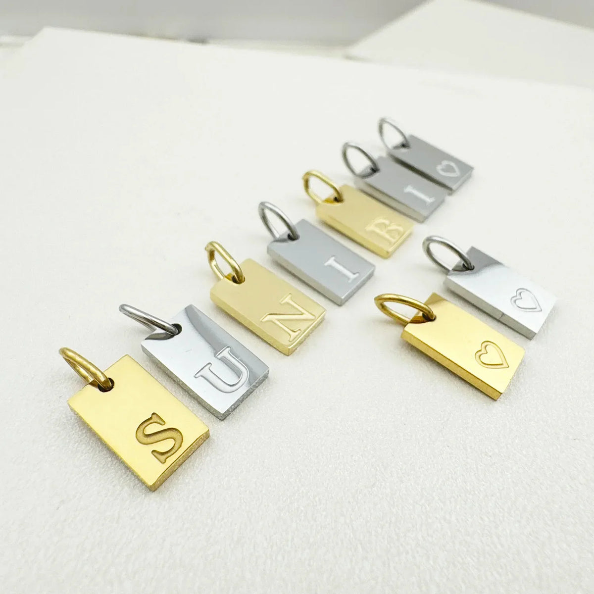 10PCS Alphabet Charm Pendant for Necklaces Stainless Steel Jewelry DIY Engraved Lettering Accessories Women's Fashion Jewelry