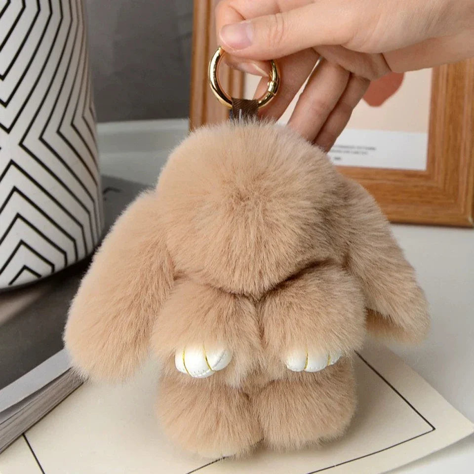 15cm Women's Rabbit Fur Keychain Bag Car Pendant Jewelry Decoration Fashionable Accessory for Bags And Gifts