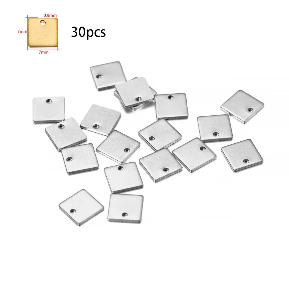 10-50Pcs Gold Stainless Steel Customized Dog Tag Heart-Shaped Oval Blanks Charm Pendant Charms For DIY Jewelry Making Supplies