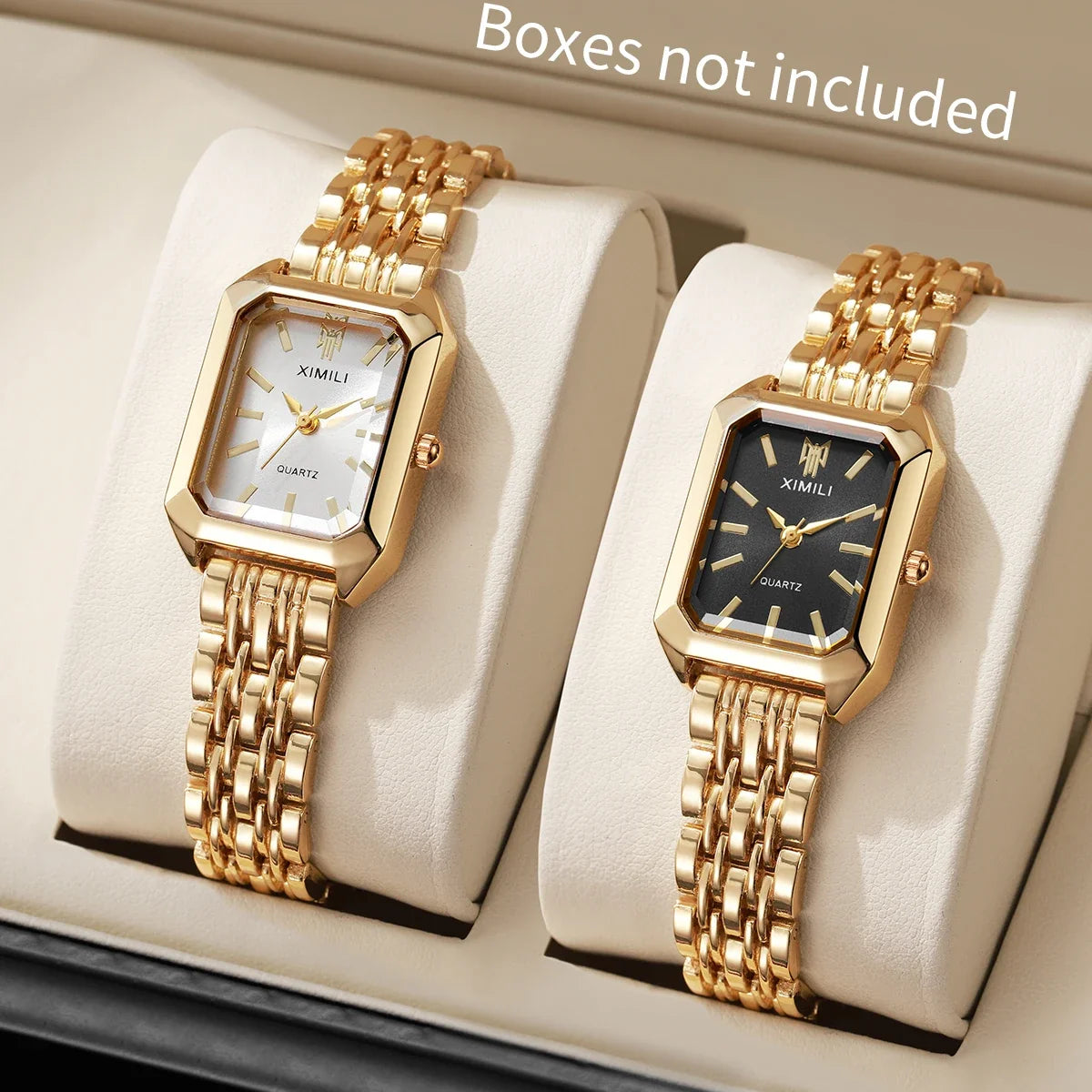 1/2/4PCS  Elegant Rectangle Woman Quartz Watch Luxury Stainless Steel Band Ladies Wristwatches Reloj Mujer（Without Box）
