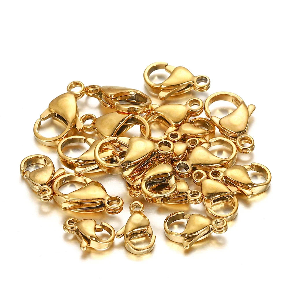 10pcs/lot Stainless Steel Lobster Clasp Hooks Bracelet Necklace Chain Connectors For DIY Jewelry Making Supplies Accessories