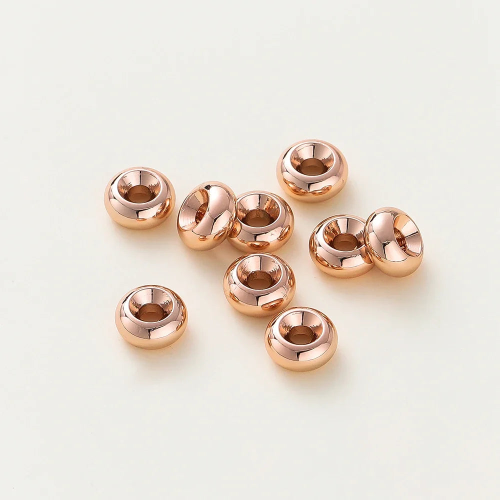 10-30pcs/lot 14K/18K Gold Plated Flat Round Bracelet Spacer Beads Circle Crafts Beads for Necklace Jewelry Accessories Findings