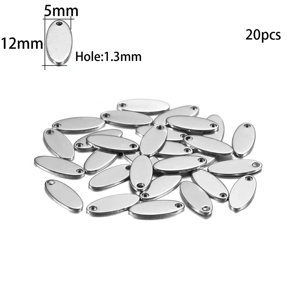 10-50Pcs Gold Stainless Steel Customized Dog Tag Heart-Shaped Oval Blanks Charm Pendant Charms For DIY Jewelry Making Supplies