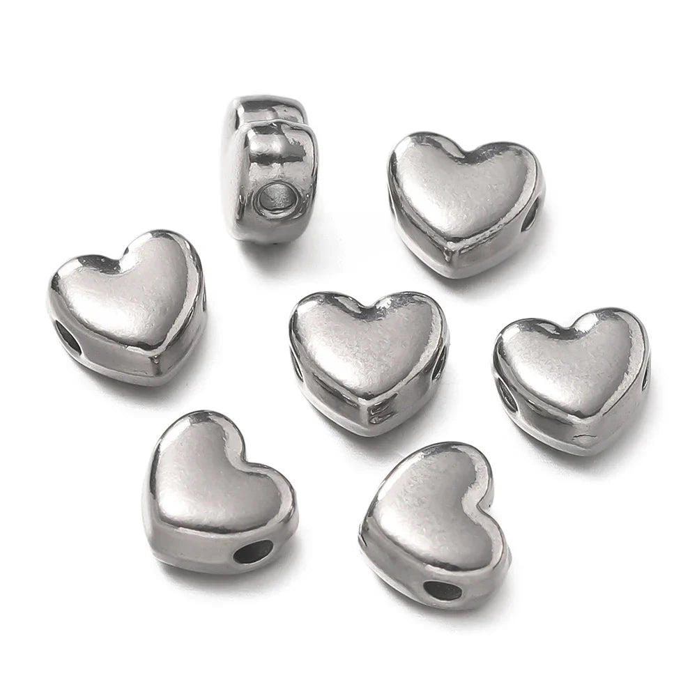 10Pcs/Pack Stainless Steel Various Shape Gold Steel Color Texture Spacer Beads for DIY Bracelet Jewelry Making Accessories