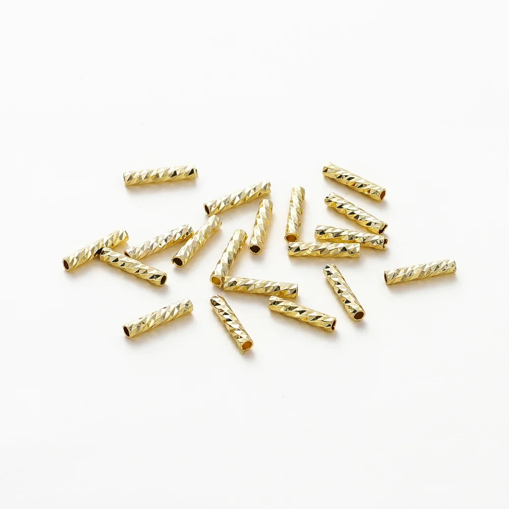 100pcs 7MM 10MM 14K 18K Gold Plated Brass Straight Tube for Bracelet Making StripeTubes Jewelry Supplies Diy Accessories