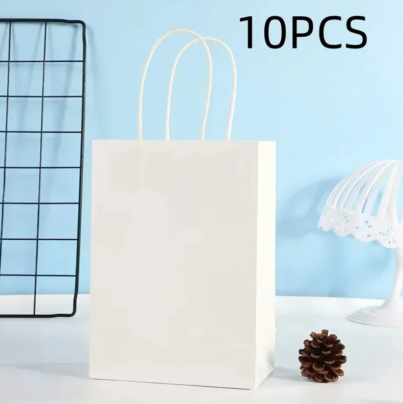 10PCS Colorful Kraft Paper Gift Bags – Handheld Candy & Party Favor Bags for Wedding, Birthday & Party Decorations