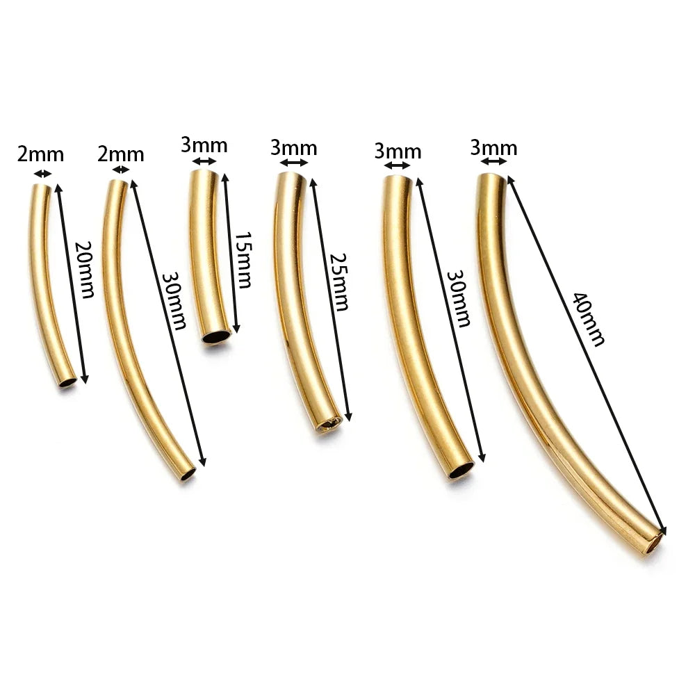 10Pcs/Pack Stainless Steel Curved Tube Spacer Beads Connectors For Handmade DIY Jewelry Making Bracelet Necklace Accessories