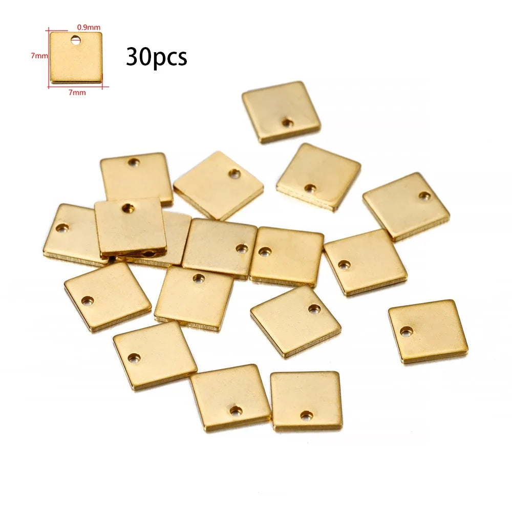 10-50Pcs Gold Stainless Steel Customized Dog Tag Heart-Shaped Oval Blanks Charm Pendant Charms For DIY Jewelry Making Supplies
