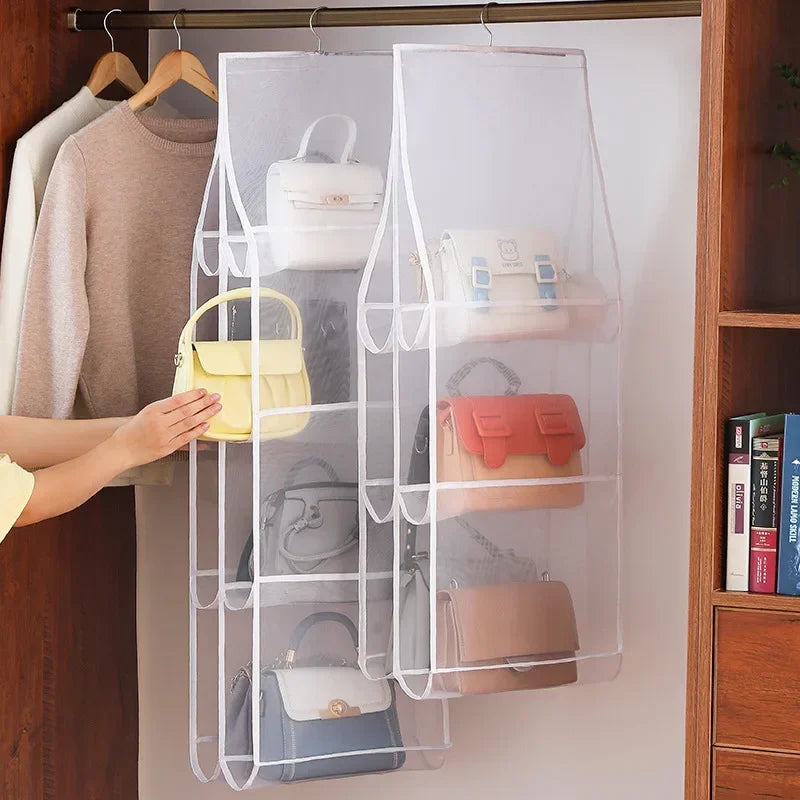 1/2PCS Hanging Storage Bags – 3/4-Layer Transparent Dust-Proof Organizer for Clothes, Bags & Accessories