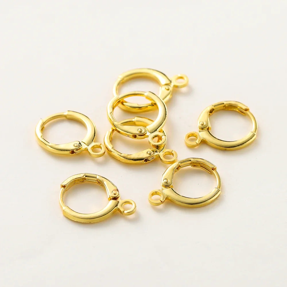 10pcs 14K 18K Gold Plated Brass France Blank Round Opening Earing Hook Ear Pendant Clips Loop For DIY Jewelry Making Findings