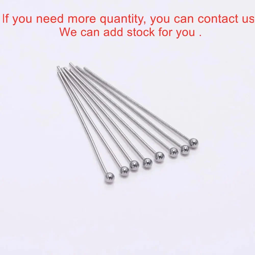 100pcs/Pack Stainless Steel 15-50mm Silver Ball Head Pins For Handmade DIY Jewelry Making Headpin Findings Accessories