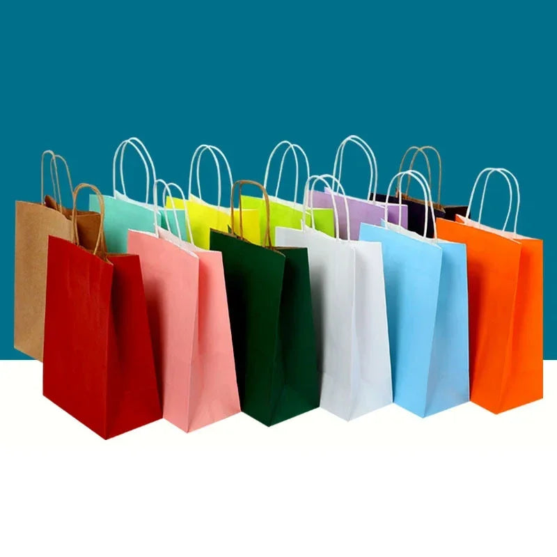 10/30/50PCS Holiday Gift Bags with Handle – Colored Paper Shopping Bags for Christmas, Valentine’s Day, Wedding & Party Favors